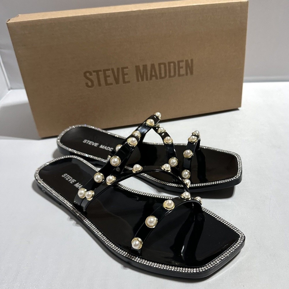 Steve Madden Nonii Womens Sz 7 Jelly Pearl Bling Rhinestone Slide Sandals NIB - Picture 3 of 9